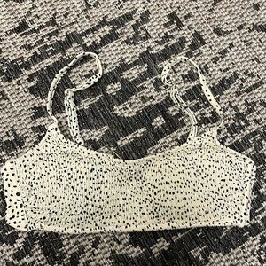 Xhilaration Ribbed Animal Print Scoop Neck Bikini Top Medium Cream Black Push Up